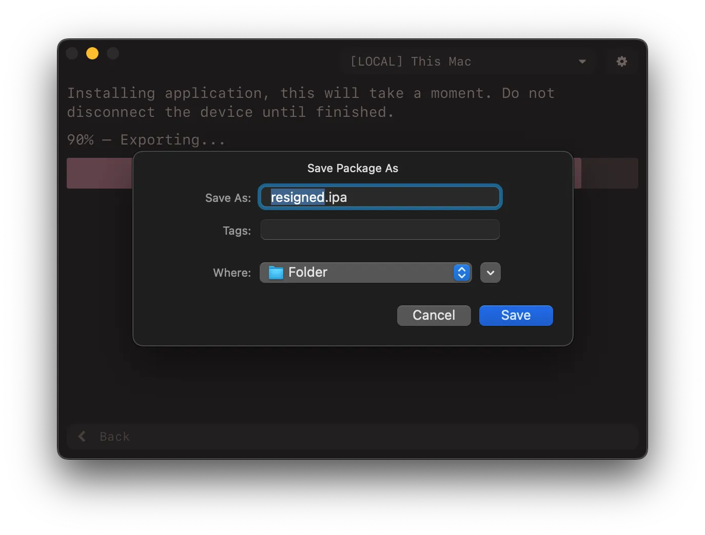 Installing Application Page