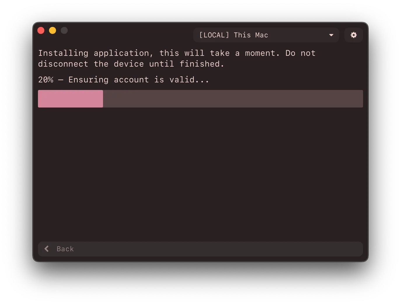 Installing Application Page